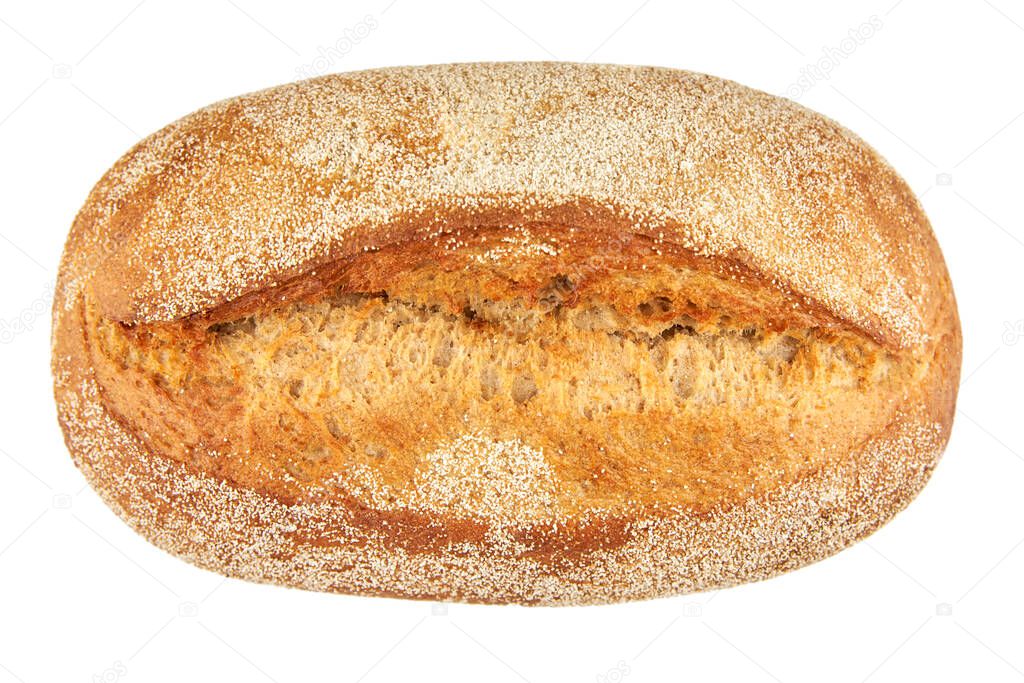 Freshly baked whole white bread isolated on a white background.