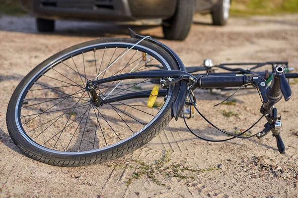 Photo Car Bicycle Road Concept Road Accidents — Stock Photo, Image