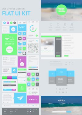 düz web ve mobil UI takımı, UI tasarım, sayfa web sitesi tasarım şablonu.