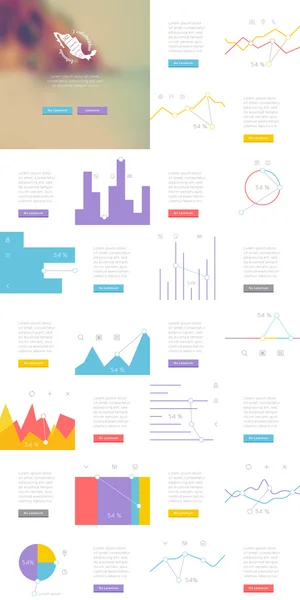 Elementen van infographics met knoppen en menu 's — Stockvector