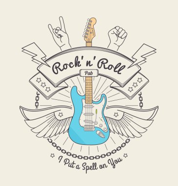 gitar rock and roll işareti ile