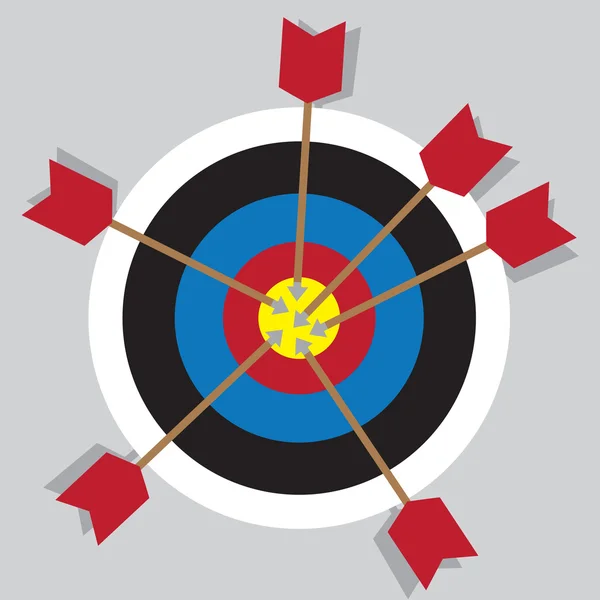 Bullseye várias setas Vetores De Stock Royalty-Free