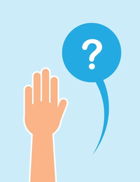 Hand Raised Question Bubble — Stock Vector