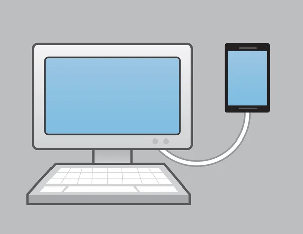 电话连接到计算机 — 图库矢量图片