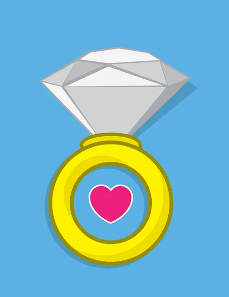 Anello di diamante Cuore — Vettoriale Stock