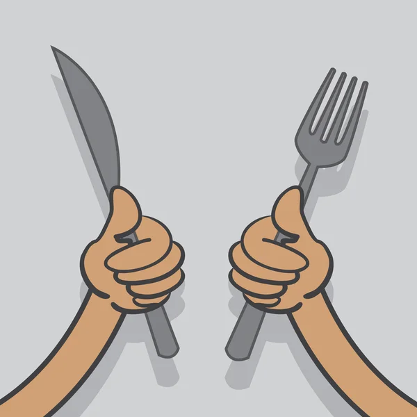 Kniv och gaffel händer — Stock vektor
