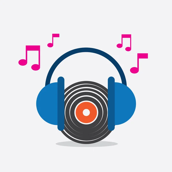 Vinyl Record Headphones Music — Stockvector