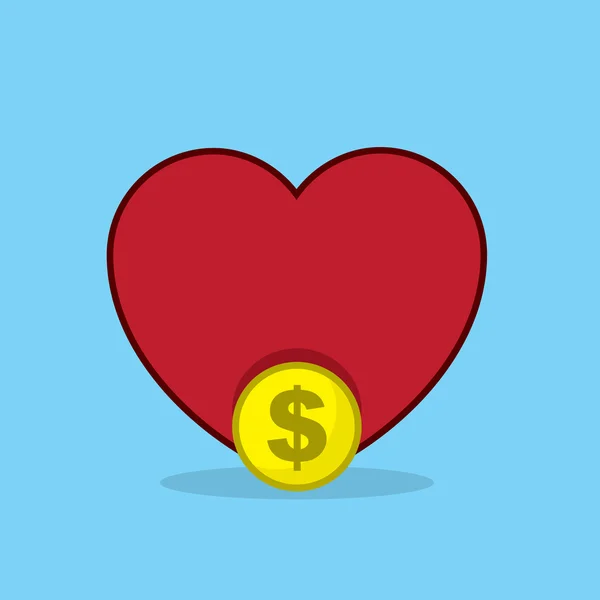 Heart Money Coin — Stock Vector