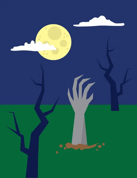 Zombie mano desde tierra — Vector de stock