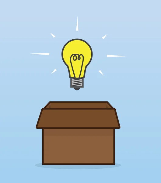 Light Bulb Outside of Box — Stock Vector