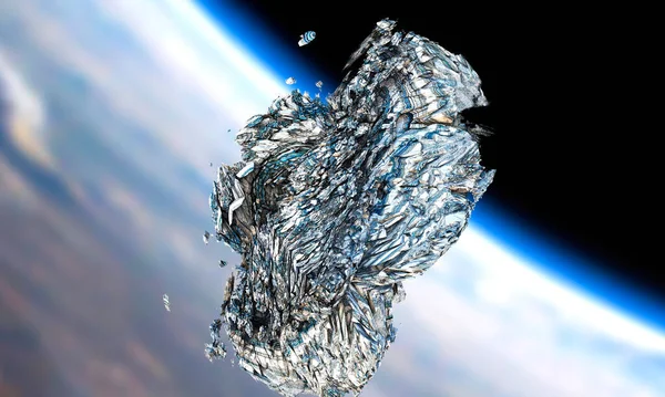 Bit Asteroid Som Flyger Till Marken Meteoriten Gick Skiljedomstolen Meteoritfraktal — Stockfoto