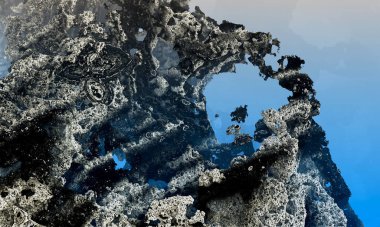 Mercanlar ve serbest uzay bilgisayarı olan su altı manzarası 3 boyutlu görüntüleme