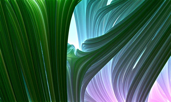 Визуализация Математических Рядов Зеленые Линии Фрактальной Вселенной Замысловатый Рендеринг Виртуальной — стоковое фото