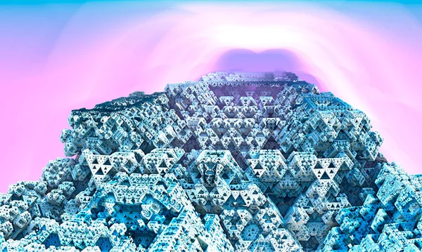 Abstracto fractal arquitectura atmosférica geométrica 3d renderizado. Imagen de Jpeg. — Foto de Stock