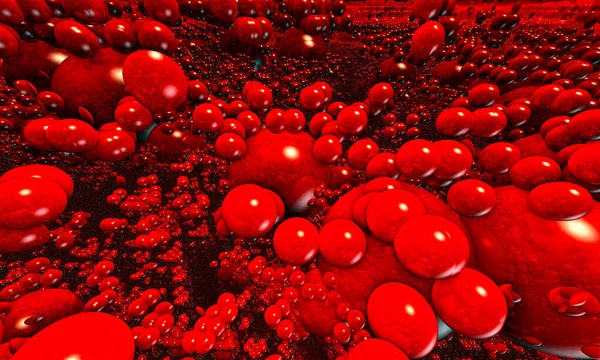 Röda Strömmande Blodceller Banner Fractal Blod Återgivning — Stockfoto