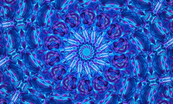 Elegante Adorno Circular Azul Forma Flor Estilizada Patrón Caledoscopio Para — Foto de Stock
