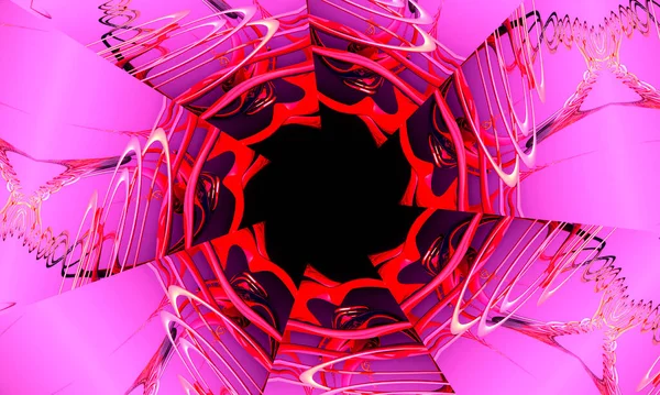 Caleidoscópio Ornamento Psicadélico Formas Brilhantes Néon Ilustração Ultravioleta Padrão Brilhante — Fotografia de Stock