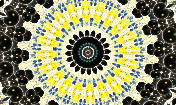 Żółty Teksturowany Kolorowy Symetryczny Wzór Koła Dla Tekstyliów Płytek Ceramicznych — Zdjęcie stockowe