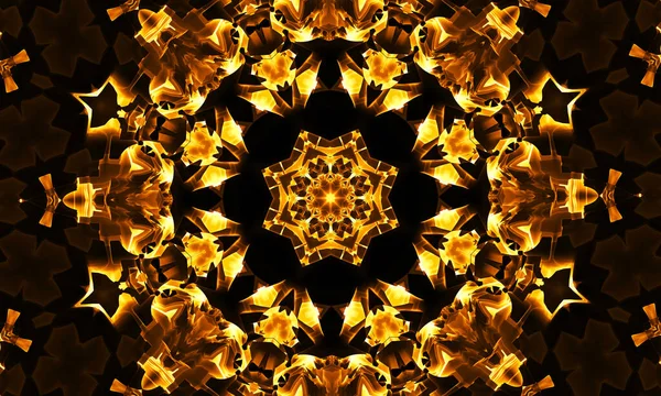 Psychodeliczny Koralowy Fioletowy Kalejdoskop Żółtymi Spiralami Złudzenie Ekspansji Optycznej — Zdjęcie stockowe