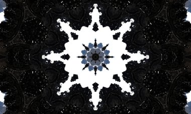 Geometrik nekromantik desen, mandala sanatı. Kaleydoskop ruhları altıgen, üçgen ve altı köşeli yıldızlar şeklinde çağırmak için. Koleksiyon defteri ve hediye paketi için kaleydoskop deseni.