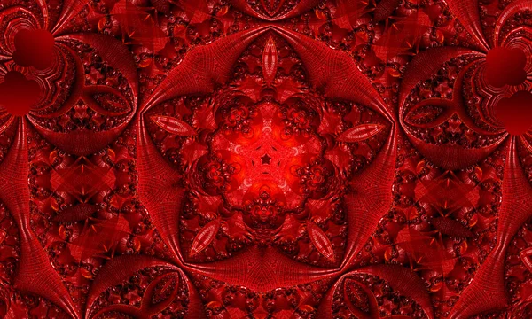 Kaleidoscope background. Abstract fractal shapes. Beautiful satanic kaleidoscope texture. Fantasy chaotic colorful fractal pattern. Unique kaleidoscope design. Inferno sign of the devil