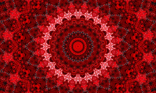 Żywy Czerwony Fraktal Kalejdoskop Cyfrowe Grafiki Dla Kreatywne Projektowanie Graficzne — Zdjęcie stockowe