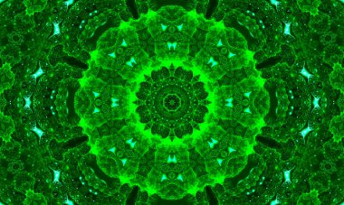 Yeşil, kaleydoskop desenini bırakır. Soyut çember arkaplanı