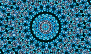 Süslü Dekoratif Kaleydoskop Hareketi Geometrik Çember, soyut çiçek kaleydoskobu, geometrik etnik dikişsiz kalıp, karmaşık halk geçmişi.