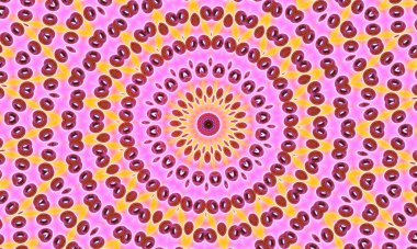 Bronz çörekler pembe ve turuncu arka planda kaleydoskop.