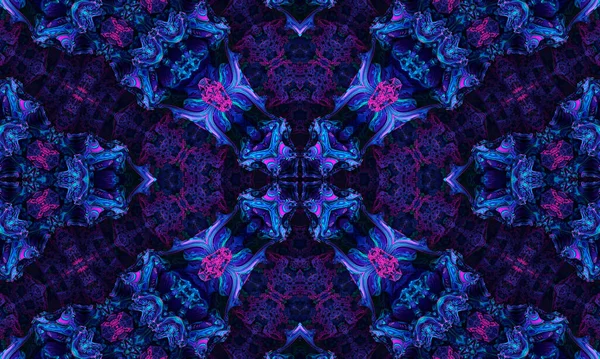 Abstrakter Ultravioletter Hintergrund Bougainvillea Tropische Blumen Mit Kaleidoskopeffekt Mandala Florales — Stockfoto
