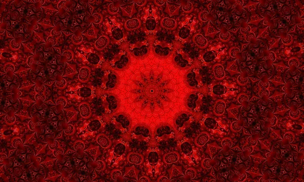 Caleidoscopio Fractal Rojo Sangre Viva Obra Arte Digital Para Diseño — Foto de Stock