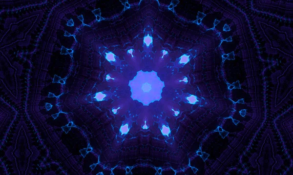 Mor Gölge Kaleydoskoplu Neon Cyan Koyu Mavi — Stok fotoğraf