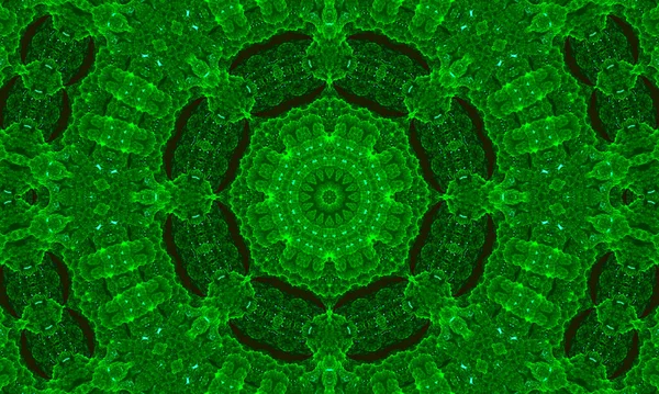 Illustrazione Fisheye Verde Astratto Sfondo Caleidoscopio Caleidoscopio Geometrico Multicolore Sullo — Foto Stock