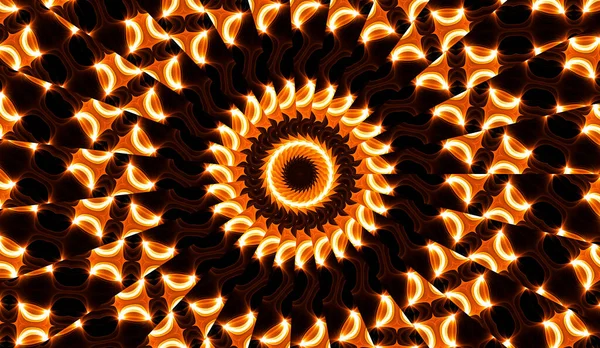 Ilustracja Jasnego Fraktalnego Kalejdoskopu Flar Słońca Spiralami — Zdjęcie stockowe
