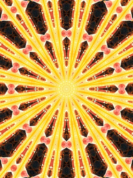 Pomarańczowy Słońce Słonecznik Kalejdoskop Piękny Wzór Geometryczny Dobre Dla Tapety — Zdjęcie stockowe