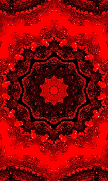 Czerwony Świecący Kalejdoskop Kwiatowy Wzór Tła Obraz Pionowy — Zdjęcie stockowe