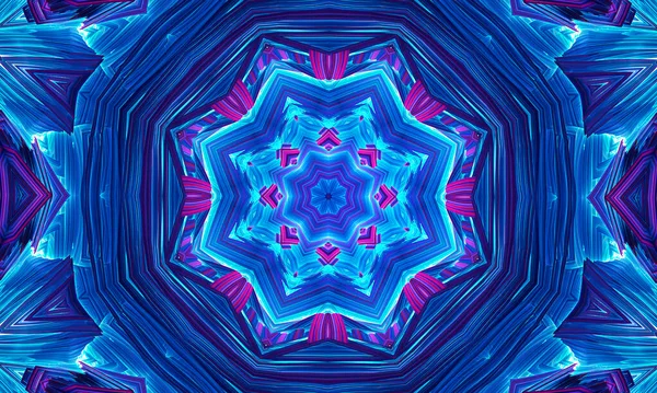 Azul Brillante Mandala Fractal Fondo Abstracto Generado Por Ordenador — Foto de Stock