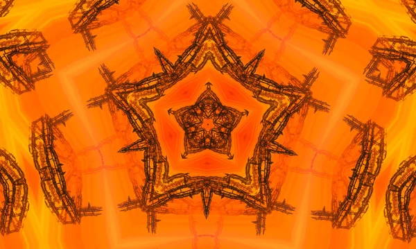 Arkitektonisk Orange Ritning Bakgrund Orange Kalejdoskop Modern Illustration — Stockfoto