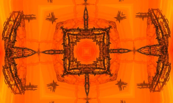 Wzór Rysunku Pomarańczowym Tle Pomarańczowy Wieloboczny Wzór Kalejdoskopu Który Składa — Zdjęcie stockowe