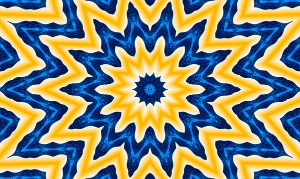 Wysokiej Jakości Brzoskwiniowy Kwiat Gwiazdy Niebieskim Abstrakcyjnym Tle Kalejdoskopu Piękna — Zdjęcie stockowe