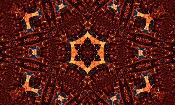 Caleidoscópio Gengibre Groovy Wallpaper Ginger Repetir Batik Cor Geométrica Negra — Fotografia de Stock