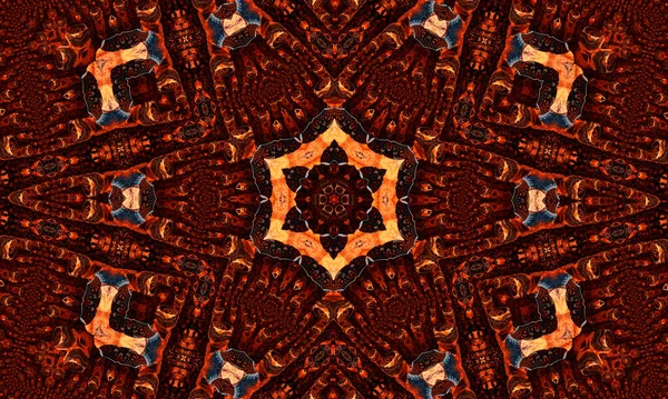 Caleidoscopio Jengibre Fondo Pantalla Genial Ginger Repito Batik Color Geométrico —  Fotos de Stock