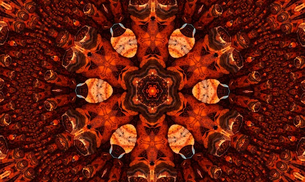 Ginger Groovy Kaleidoscope Abstract Seamless Pattern Kaleidoscopic Glowing Elements — Stock Photo, Image