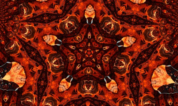 Ginger Groovy Kaleidoscope Abstract Seamless Pattern Kaleidoscopic Glowing Elements — Stock Photo, Image
