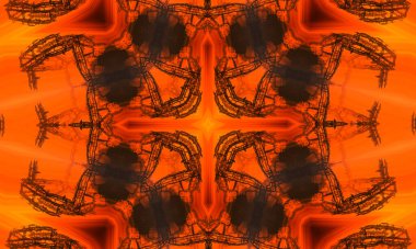 Mimari turuncu plan arka planı. Turuncu kaleydoskop, modern resim.