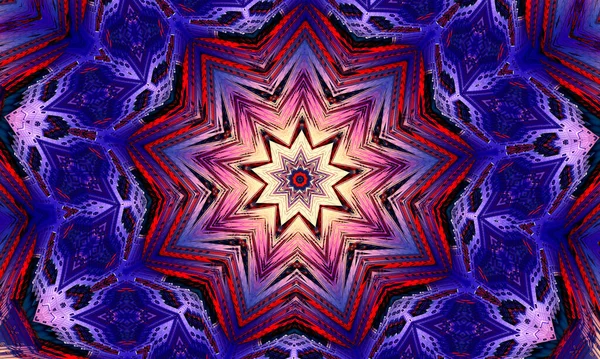 Fondo Caleidoscopio Estrella Púrpura Hermosa Textura Caleidoscópica Multicolor Diseño Único — Foto de Stock
