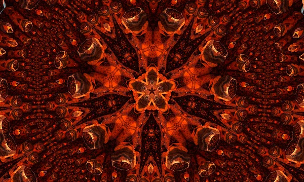 Imbir Groovy Kalejdoskop Abstrakcyjny Bezszwowy Wzór Okrągłymi Kalejdoskopowymi Świecącymi Elementami — Zdjęcie stockowe