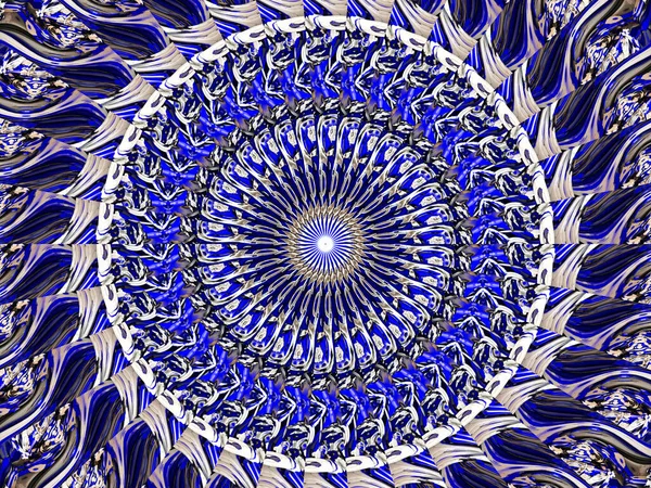 Kwiat Gzhel Deco Okrągłe Mandali Projektowania Elementów Dekoracyjnych Indygo Niebieska — Zdjęcie stockowe