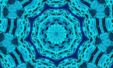 Cyan kaleydoskop arkaplanı, hediye paketi ve duvar kağıdı kavramı.