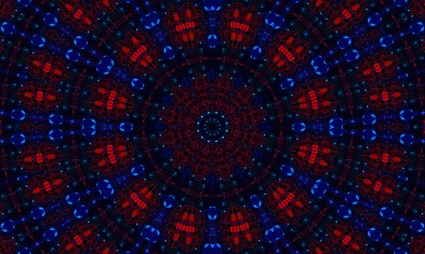 Dunkelblaue Und Rote Kaleidoskopmuster Schöne Mandala Textur Illustration Design Abstraktes — Stockfoto